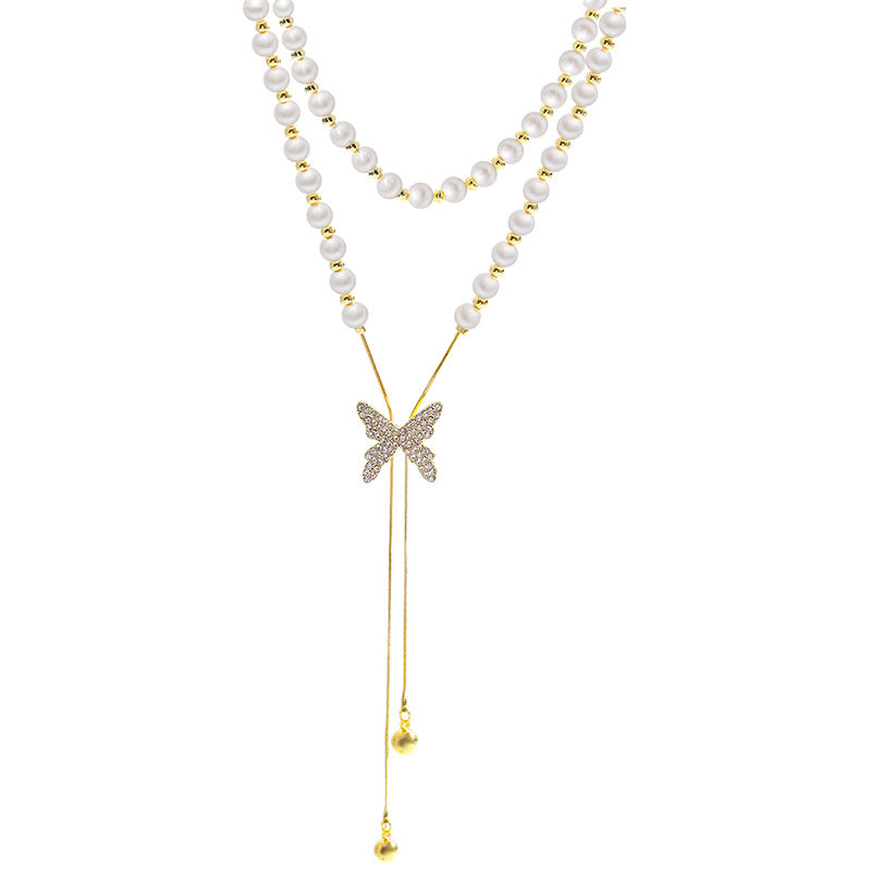 Collar Mariposa Con Perlas