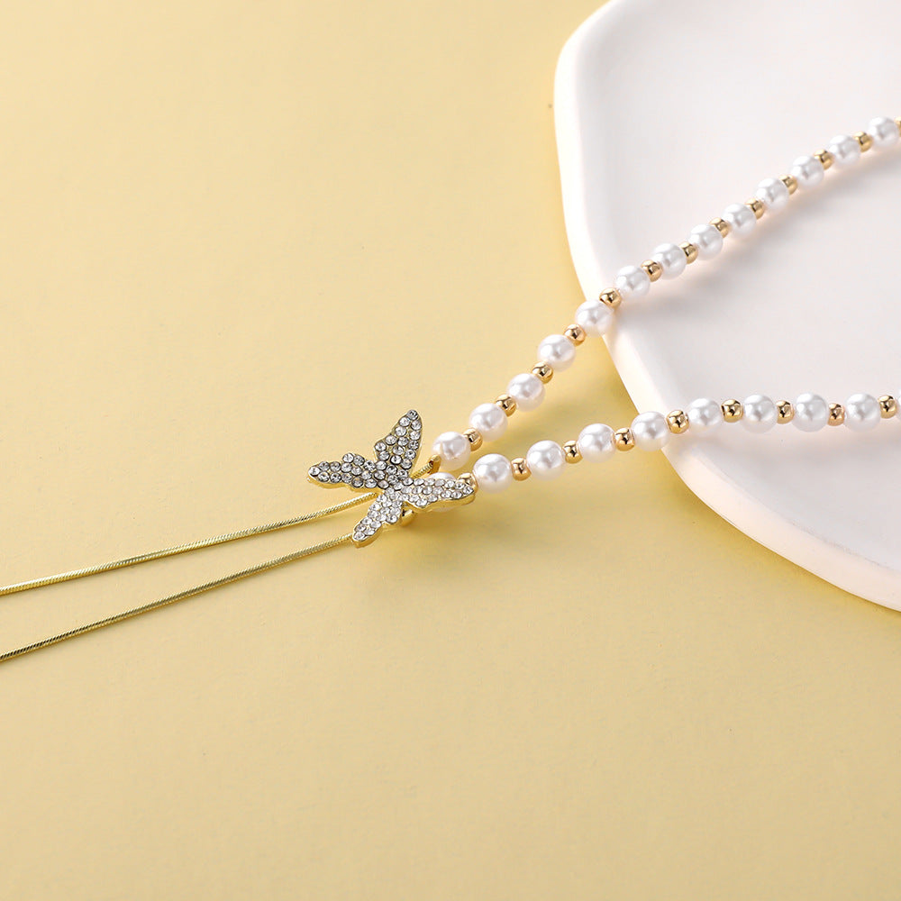 Collar Mariposa Con Perlas