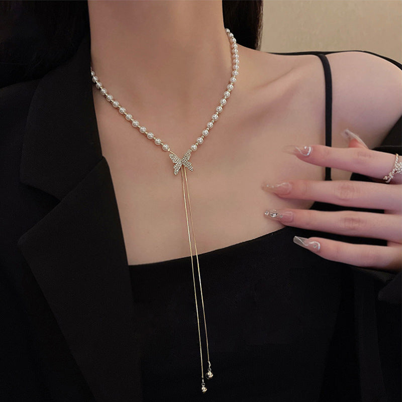 Collar Mariposa Con Perlas
