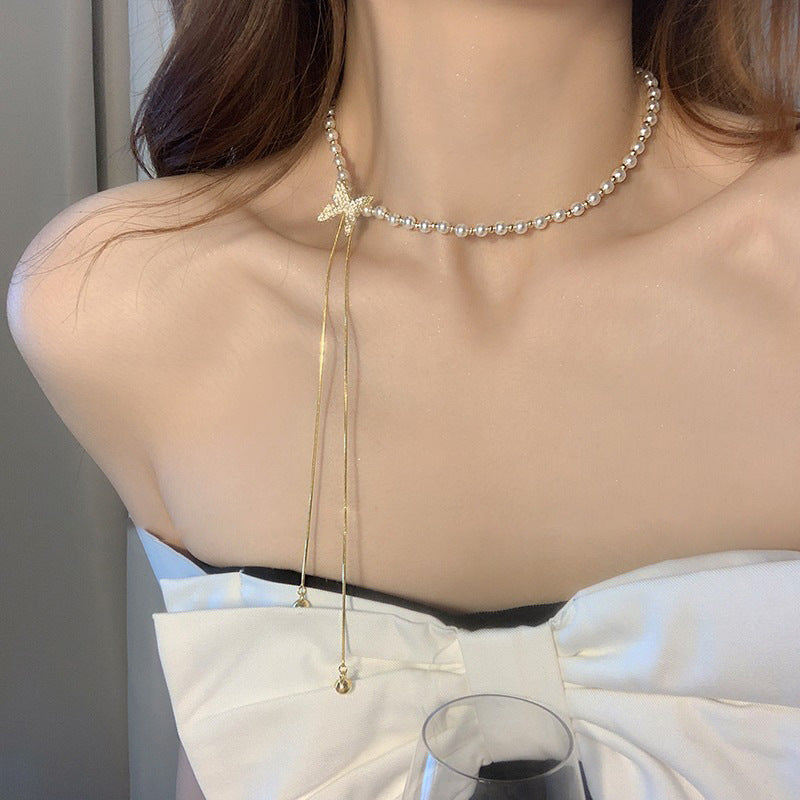 Collar Mariposa Con Perlas