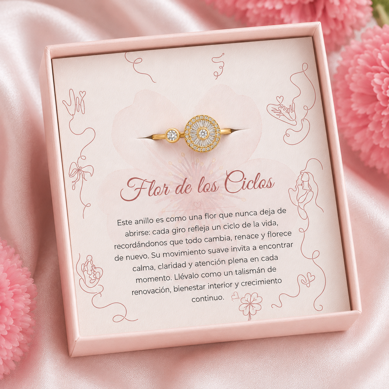 Anillo Flor de los Ciclos Giratoria