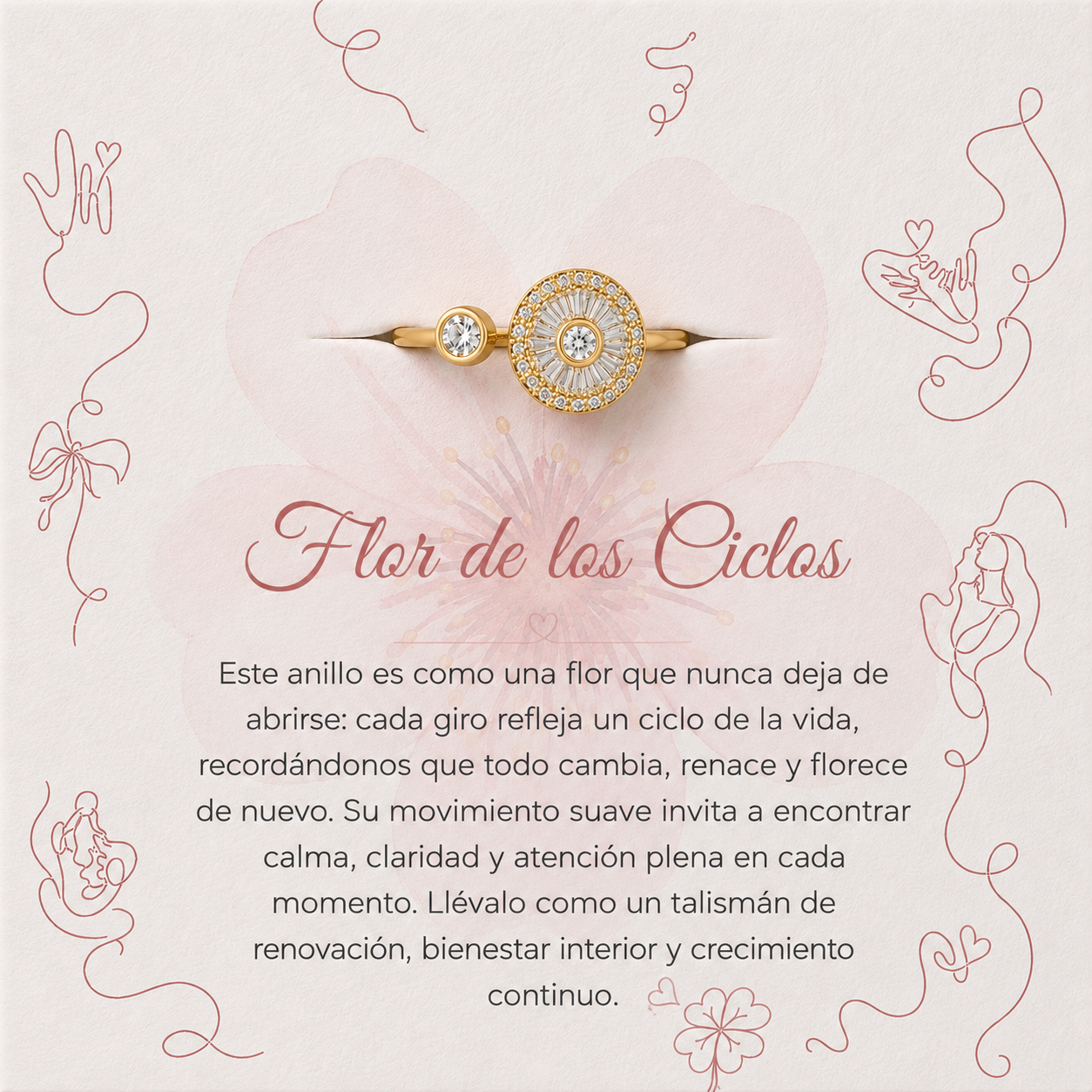 Anillo Flor de los Ciclos Giratoria