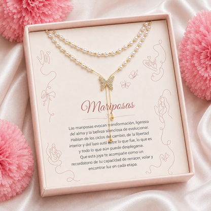 Collar Mariposa Con Perlas