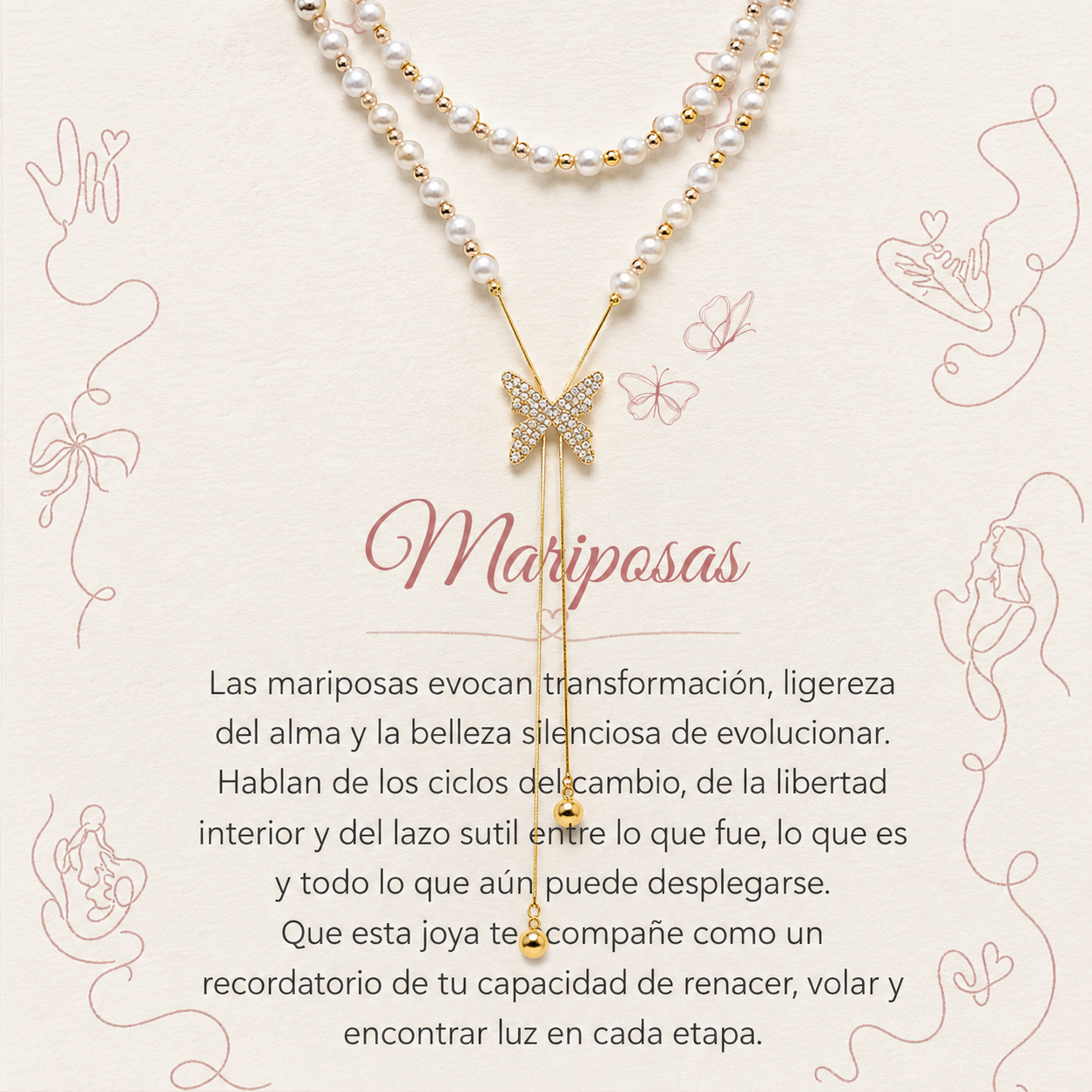 Collar Mariposa Con Perlas