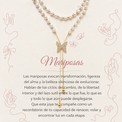 Collar Mariposa Con Perlas