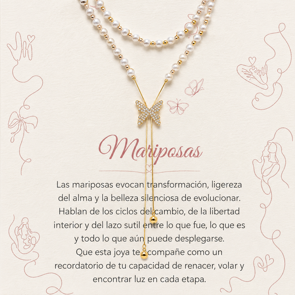 Collar Mariposa Con Perlas