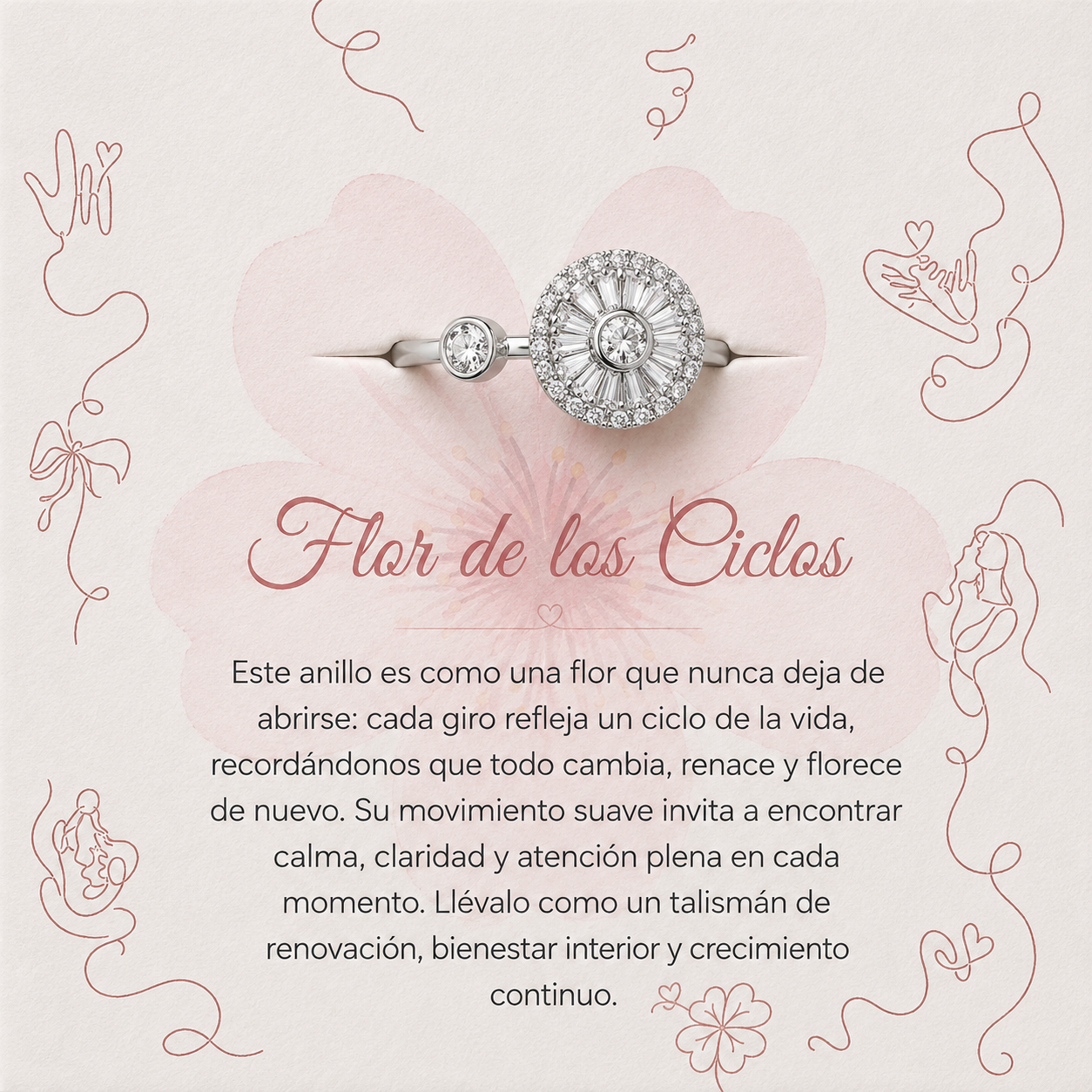 Anillo Flor de los Ciclos Giratoria