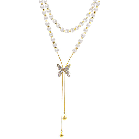 Collar Mariposa Con Perlas