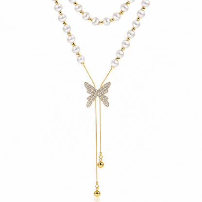 Collar Mariposa Con Perlas
