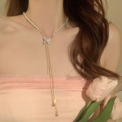 Collar Mariposa Con Perlas